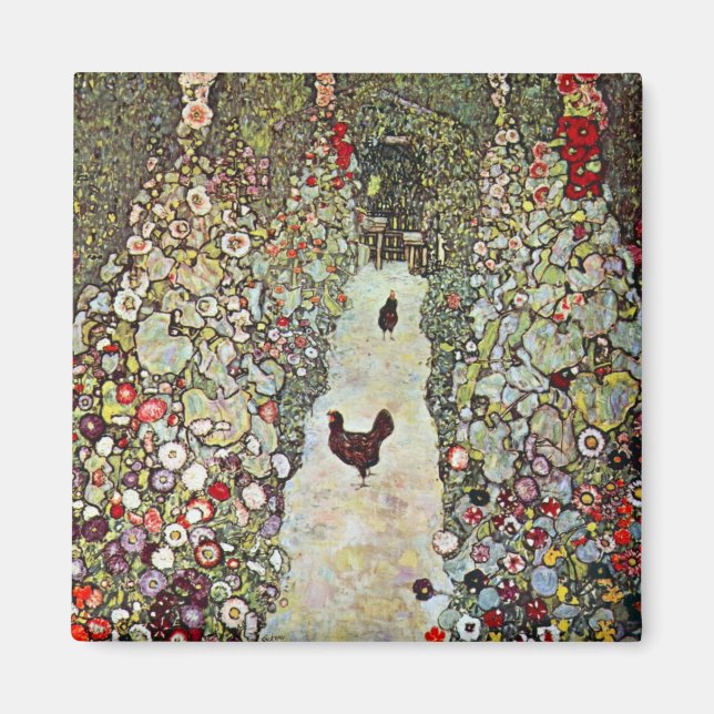 Imã Caminho do Jardim com Galinhas, Gustav Klimt, Art  (Frente)