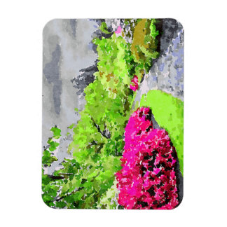Ímã Caminho do jardim sereno com flores rosa vibrantes
