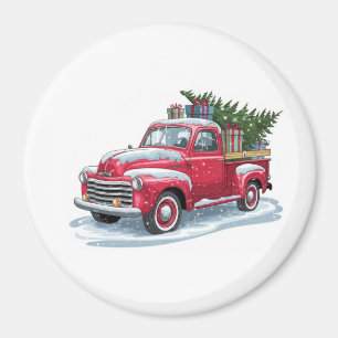 Imã Caminhonete Vermelha e Árvore de Natal