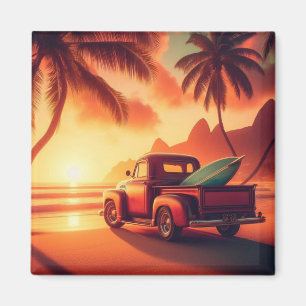 Imã caminhonete vintage tropical/havaiana de surf