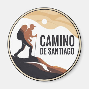 Imã Camino de Santiago Hiker Caminhando Sunset