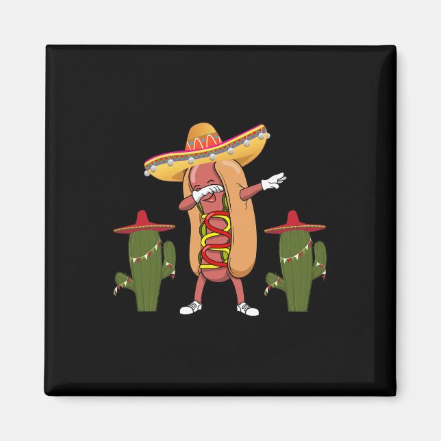 Imã Camisa Cinco De Mayo Cachorro-Quente Cacto Dançand (Frente)