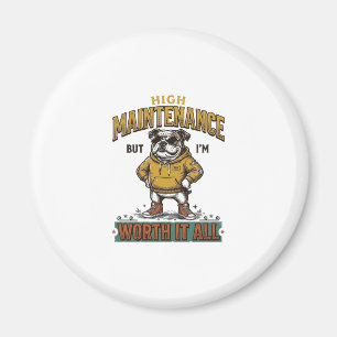 Imã Camisa com Citação Engraçada de Bulldog Vintage De