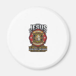 Imã Camisa da Fé Cristã Vintage Jesus Bombeiro