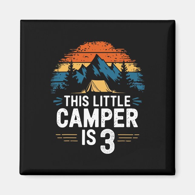 Imã Camisa de acampamento de 3º aniversário para crian (Frente)