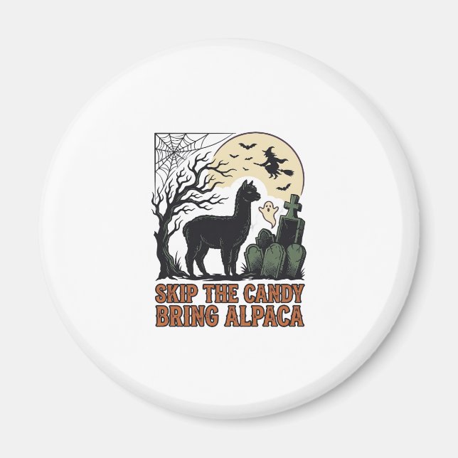 Imã Camisa de Alpaca de Halloween Fofa Espantosa Vinta (Frente)