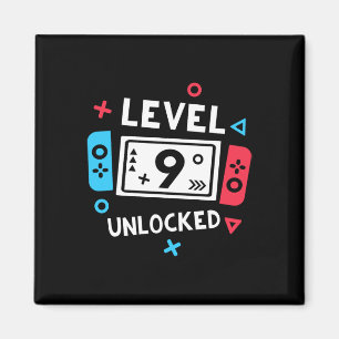 Imã Camisa de Aniversário Menino Nível 9 Desbloqueado