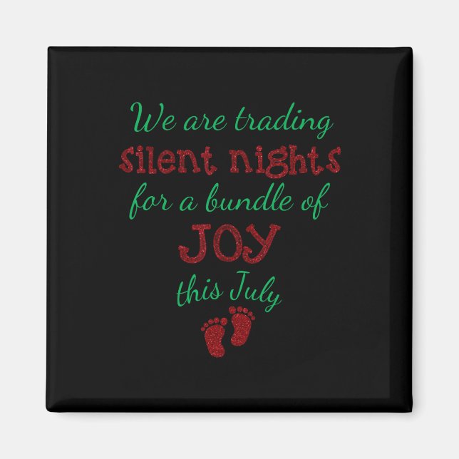 Imã Camisa de Anúncio de Gravidez de Natal Data de Nas (Frente)