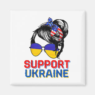 Imã Camisa de Apoio à Ucrânia Mulher Bandeira American