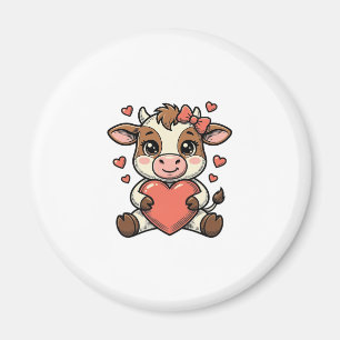 Imã Camisa de Bebê Vaca Fofo Segurando Coração com Gra