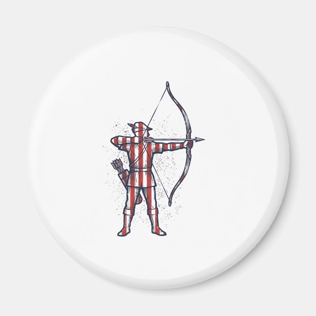 Imã Camisa de Caça com Arco e Bandeira Americana Vinta (Frente)