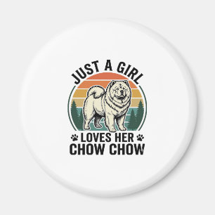 Imã Camisa de Cachorro Chow Chow Vintage Girl Amante d