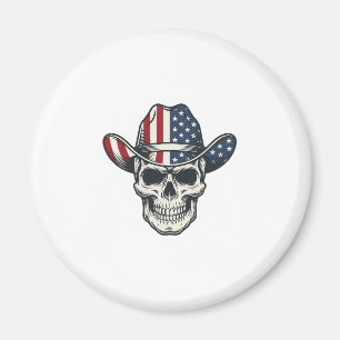 Imã Camisa de caveira de cowboy patriota com gravação 