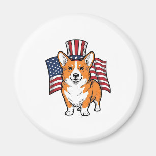 Imã Camisa de Corgi Patriota com Desenho de Gravura Vi