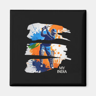 Imã Camisa de críquete da Índia Bandeira Críquete indi