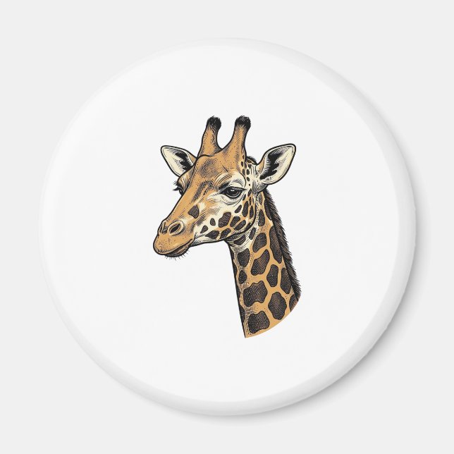 Imã Camisa de desenho de girafa vintage (7 (Frente)