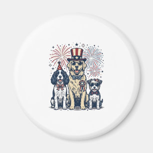 Imã Camisa de Desenho de Gravura Vintage Trio de Cães 