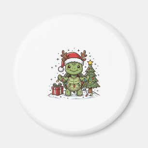 Imã Camisa de Desenho de Tartaruga de Natal Fofo Vinta