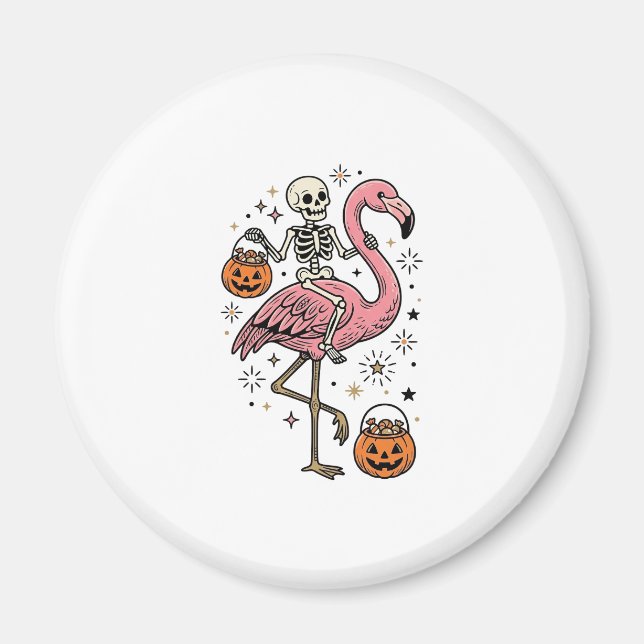 Imã Camisa de Doce de Halloween de Flamingo Montado em (Frente)