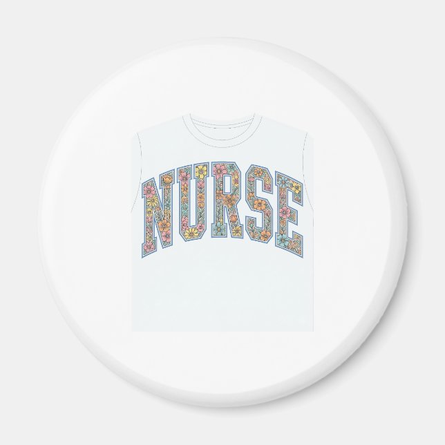 Imã Camisa de Enfermeira com Letras de Universidade Fl (Frente)