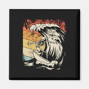 Imã Camisa de esqueleto de surf vintage Halloween Surf