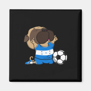 Imã Camisa de Fãs de Futebol de Honduras Pug Dog Futeb