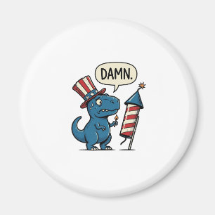 Imã Camisa de Fogo Patriótica Divertida de T-Rex Desig