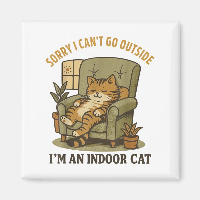Imã Camisa de Gato Engraçada Desculpe por não poder ir (Frente)