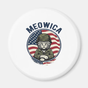 Imã Camisa de Gato Patriótico Meowica com Desenho Vint