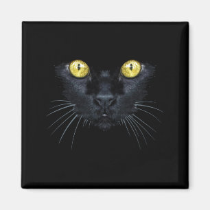 Imã Camisa de Gato Preto Halloween Assustador Olhos Am