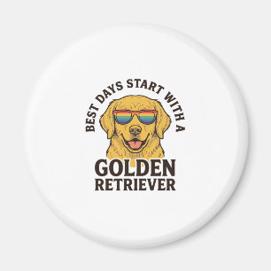Imã Camisa de Golden Retriever com Cachorro de Óculos