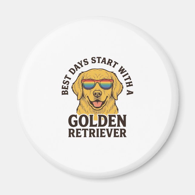 Imã Camisa de Golden Retriever com Cachorro de Óculos  (Frente)