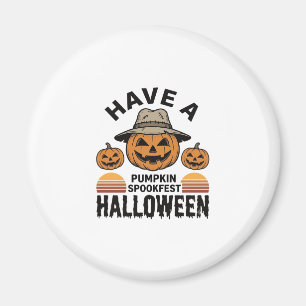 Imã Camisa de Gravura Vintage de Halloween de Abóbora