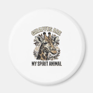 Imã Camisa de gravura vintage do animal espírito Giraf