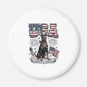 Imã Camisa de Gravura Vintage Patriótica Doberman EUA 