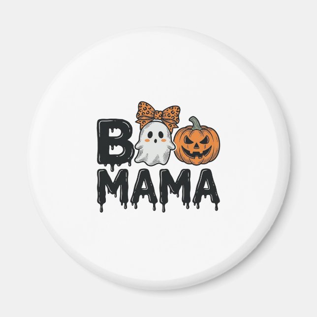 Imã Camisa de Mãe Fantasma de Halloween Abóbora Design (Frente)