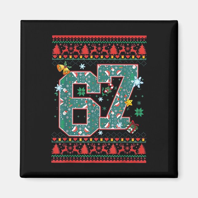 Imã Camisa de Natal Retro 67 Six Seven Meme  (Frente)