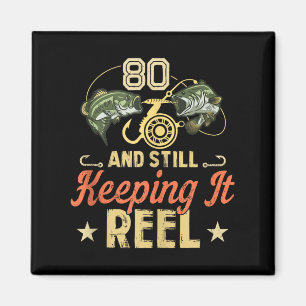 Imã Camisa De Pesca De Aniversário De 80 Engraçado Par
