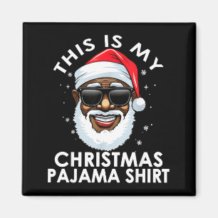 Imã Camisa de pijama de Natal do Papai Noel afro-ameri