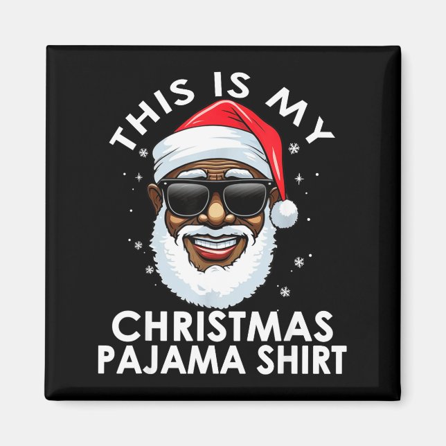 Imã Camisa de pijama de Natal do Papai Noel afro-ameri (Frente)