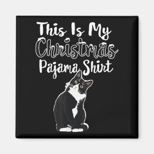 Imã Camisa de pijama de Natal presente de gato Tuxedo