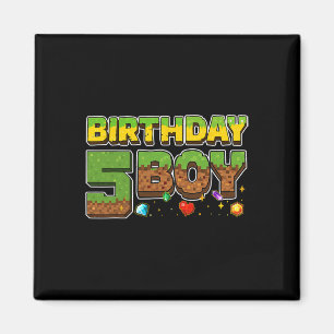 Imã Camisa de Pixel de Aniversário Engraçado Menino 5º