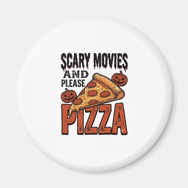 Imã Camisa de Pizza de Terror para Fãs de Noite de Fil (Frente)