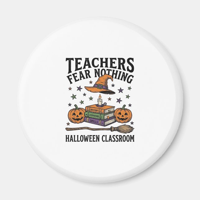 Imã Camisa de professora de Halloween com livros de br (Frente)