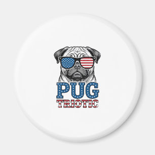 Imã Camisa de Pug Patriótico com Desenho de Gravura Vi