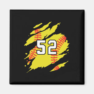Imã Camisa de Softbol Número #52 Torcedor de Jogador d