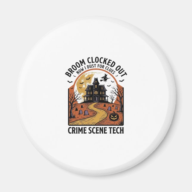 Imã Camisa de Técnico de Cena de Crime Funny Halloween (Frente)