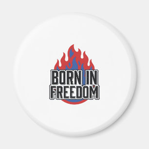 Imã Camisa Desi de Gravura Vintage Born In Freedom Fla