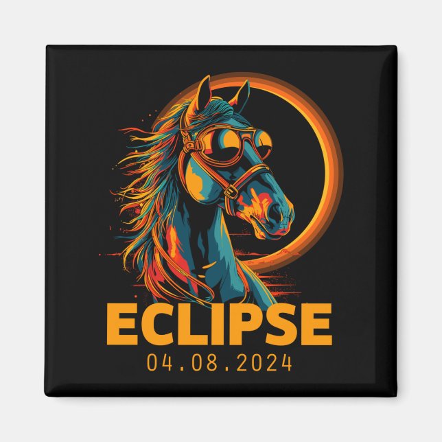 Imã Camisa Divertida Eclipse Solar Cavalo Óculos de Ec (Frente)