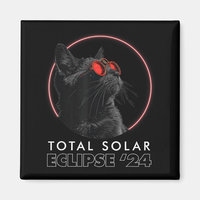 Imã Camisa Divertida Gato Óculos de Eclipse Totalidade (Frente)